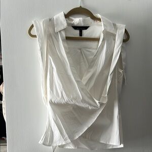 White House Black Market Ivory Wrap Blouse